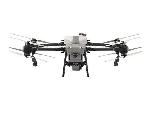DJI AGRAS T50 agricultural drone featuring a dual pump and adjustable dual atomizing centrifugal sprinklers.