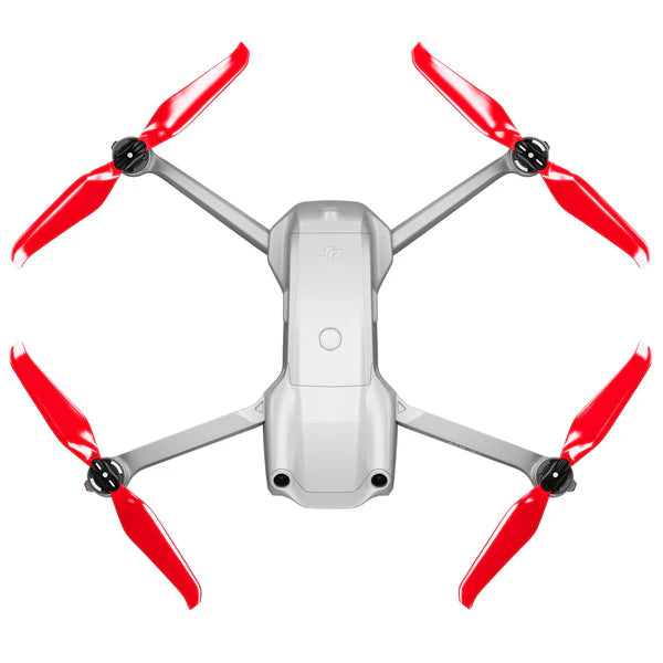 DJI Air 2S drone with STEALTH upgrade propellers in red, designed for improved flight time and agility.