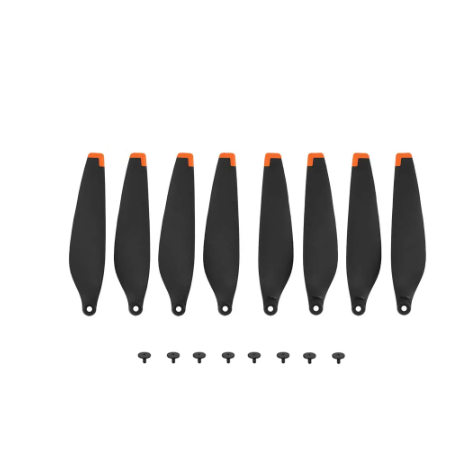 Full set of 8 DJI Mini 3 propellers with orange tips, ideal for drone motor replacements.