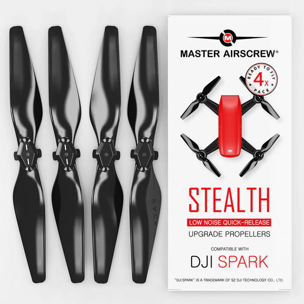 DJI Spark STEALTH Upgrade Propellers - x4 black low noise quick-release propellers for enhanced flight performance.