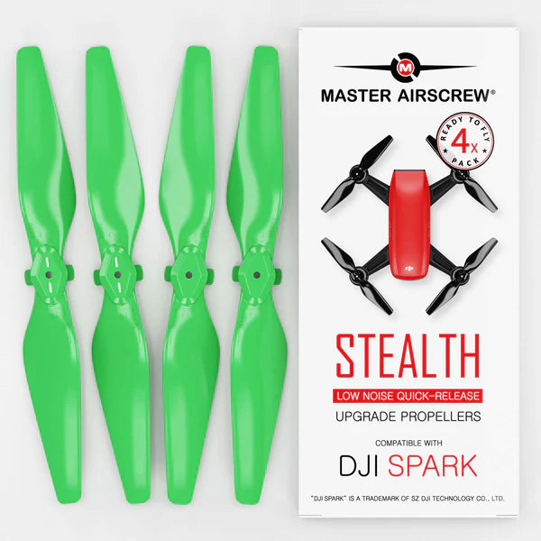 DJI Spark Stealth upgrade propellers in green, low-noise, high-performance, compatible with DJI Spark drone.