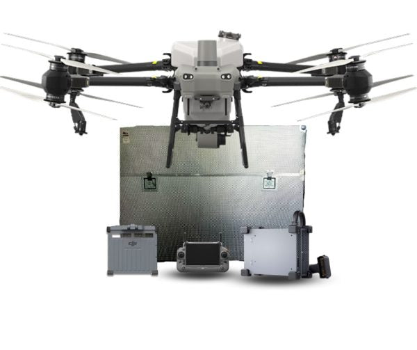 DJI T50 drone with battery bundle and carry case for agriculture use, showcasing advanced technology for efficient farming.
