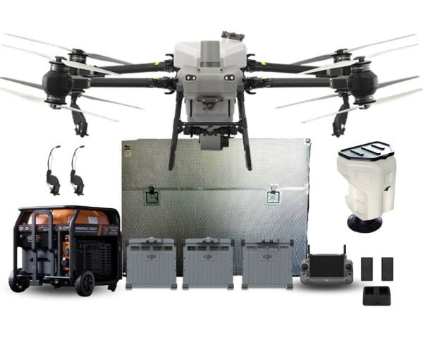 DJI T50 Complete Generator Kit including drone, batteries, generator, and accessories for agriculture use.